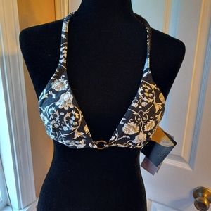 Cia Maritima Brazilian Bikini Swim Top Paisley w Logo Ring Detail